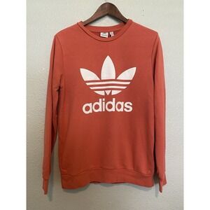 Adidas Logo With Three Stripes Orange Sweat Shirt Unisex XL College Comfort